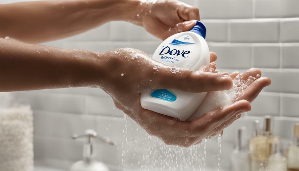 Applying Dove Body Wash