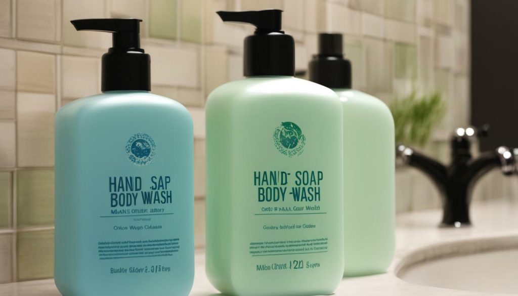 Hand soap and body wash bottles