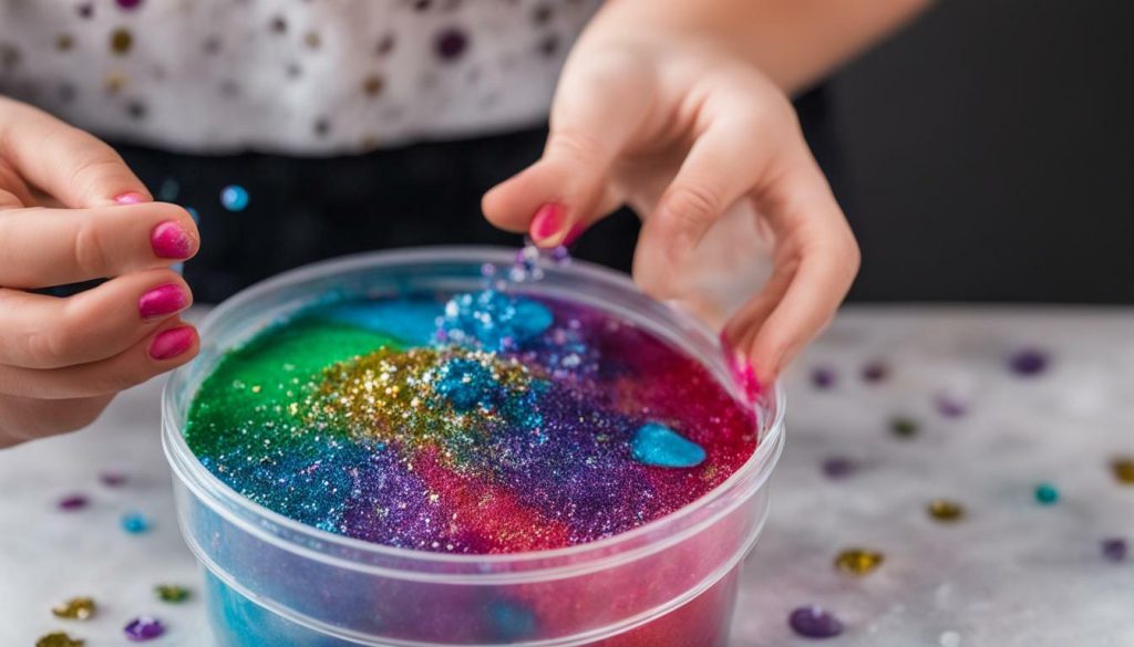 adding color and texture to slime