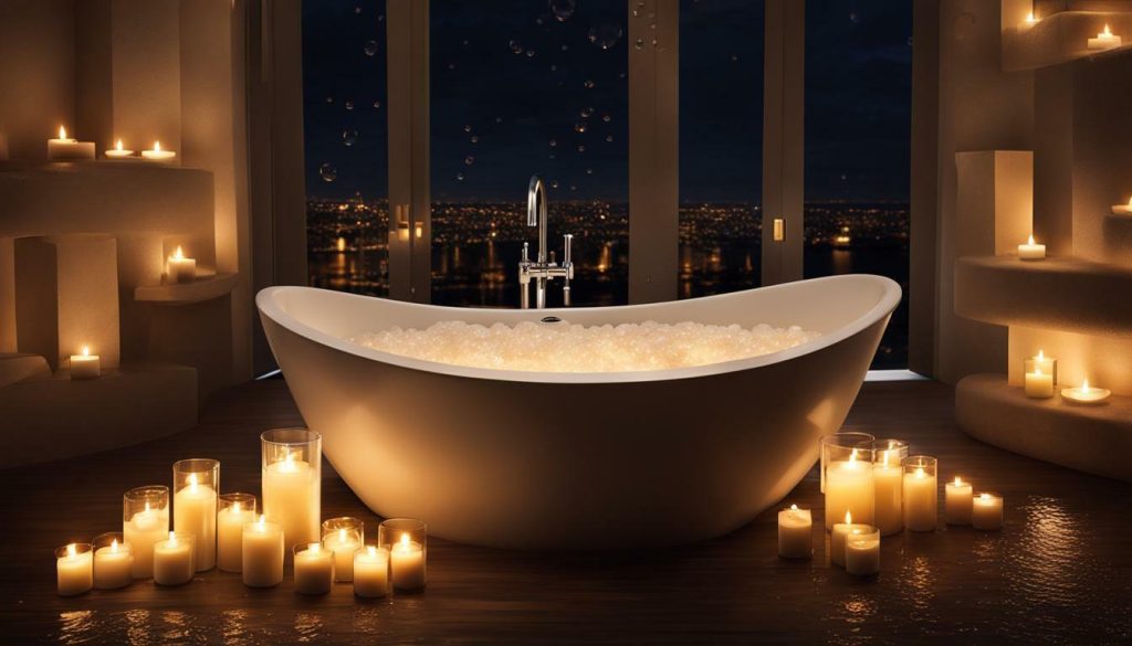 bubble bath with candles