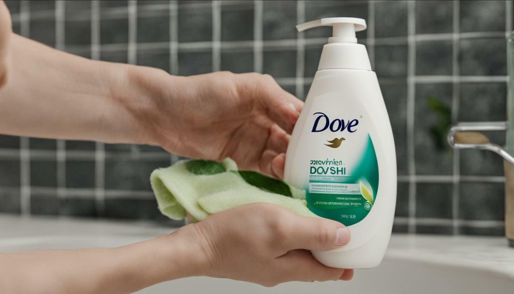 step-by-step instructions to open Dove body wash